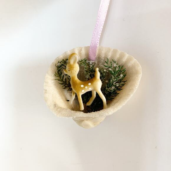 Vintage Sea Shell Diorama Christmas Ornament Set of 3 Handmade Hanging Kitsch - Picture 7 of 9